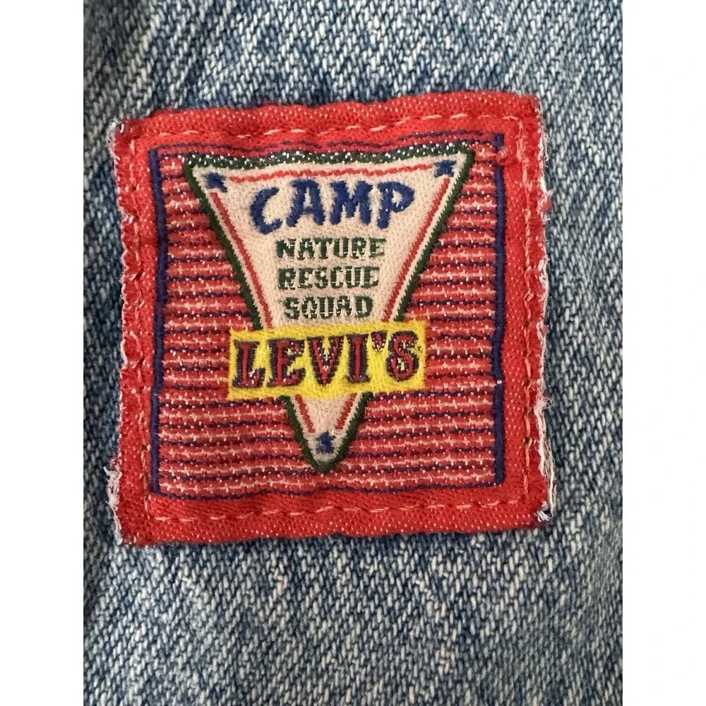 Vintage Levi’s Baby Denim Romper-Camp Levi’s Patch 90’s Light Wash Jean Shortall